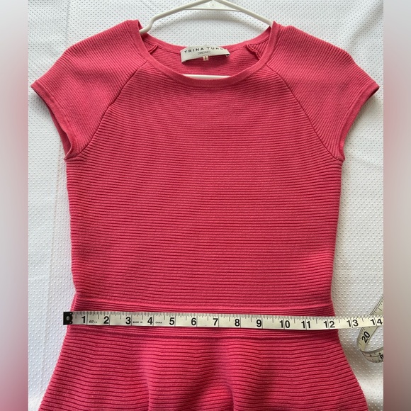 Trina Turk Fit & Flare Knit Cozumel Ribbed Sweater Dress in Hot Coral Pink - Picture 7 of 10